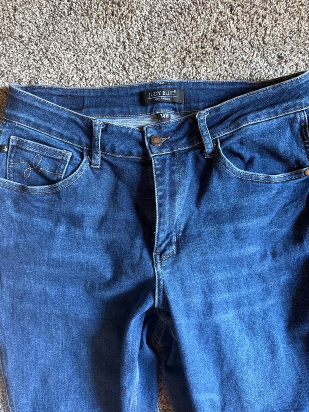 Judy Blue Midnight Indigo Stretch Denim Cropped Frayed Jeans Size 14W - Picture 2 of 7